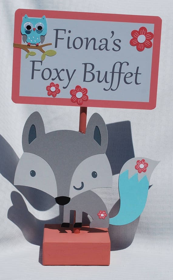 Fiona Fox Baby Shower Centerpiece Table Decoration Gray Etsy