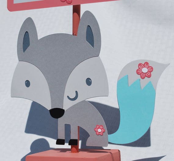 Fiona Fox Baby Shower Centerpiece Table Decoration Gray Etsy