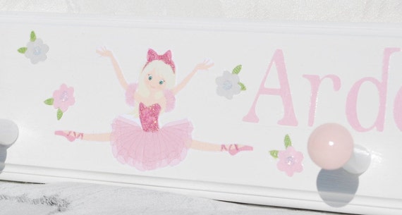 Personalized Ballerina Coat Rack: Pink Ballet Room Decor
