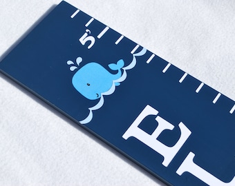 Nautical Wood Growth Chart: Under the Sea Ocean Animals Height Ruler
