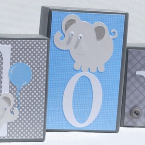 Blue and Gray Baby Elephants Personalized Wood Name Blocks . Baby Shower Gift . Personalized Blocks . Elephant Nursery Decor