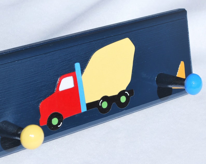 Construction Zone . Kid's Coat Rack . Wall Pegs . Wooden Peg Rail . Boys Room Decor . Boy Birthday Gift . Big Boy Room image 8