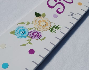 Lavender Floral Nursery Decor . Purple Lilac Blush Pink Coral Peach Teal . Growth Chart for Girls Nursery . Shabby Chic Wall Art . Wood Sign