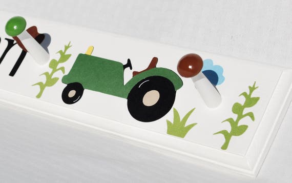 John Deere Coat Rack Farm Theme Custom Hooks Kids Wall John Deere Coat Rack Farm Theme Custom