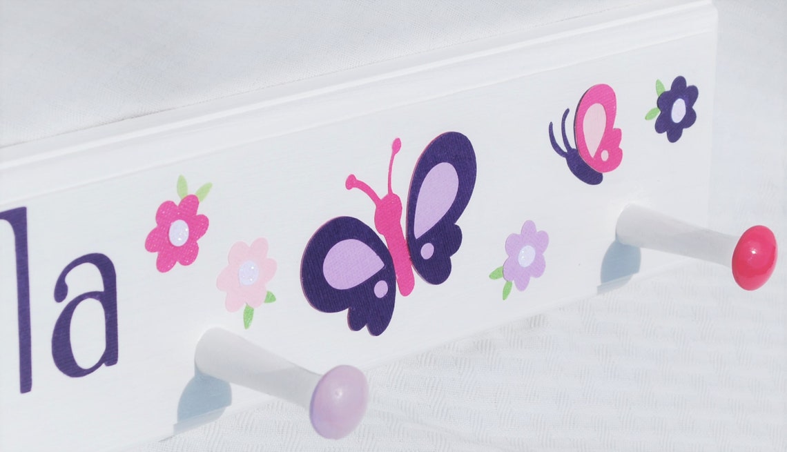 Butterfly Coat Rack in Pink and Purple. Butterfly Bathroom Etsy