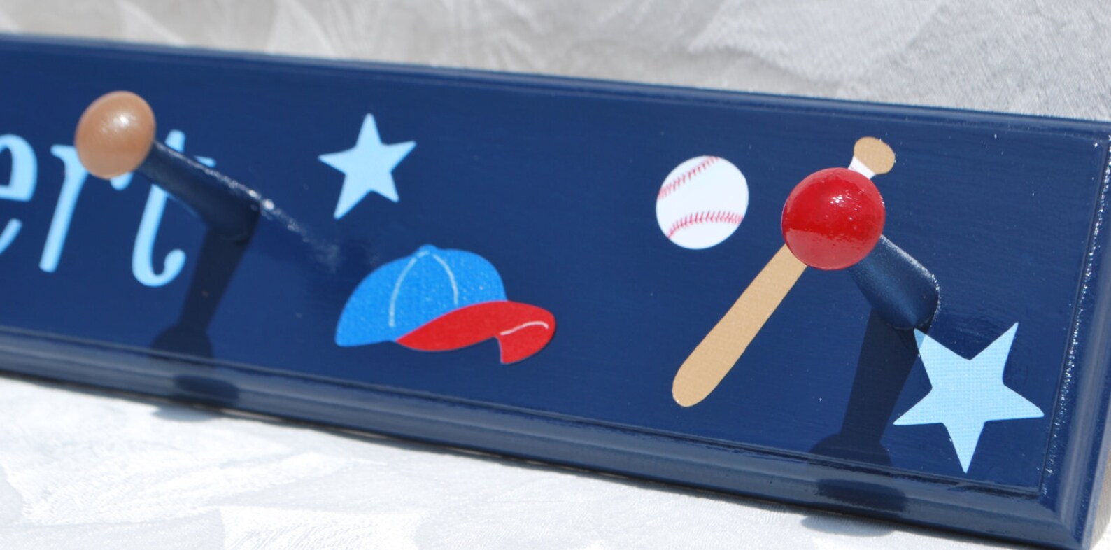 Baseball Coat Rack in Navy Blue. Sports Bathroom Towel Hooks. Etsy