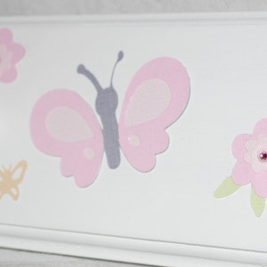 Pink and Gray Butterflies . Butterfly Room Decor . Birthday Gift .Personalized Rack with Pegs . Housewarming Gift . Girl Room image 1