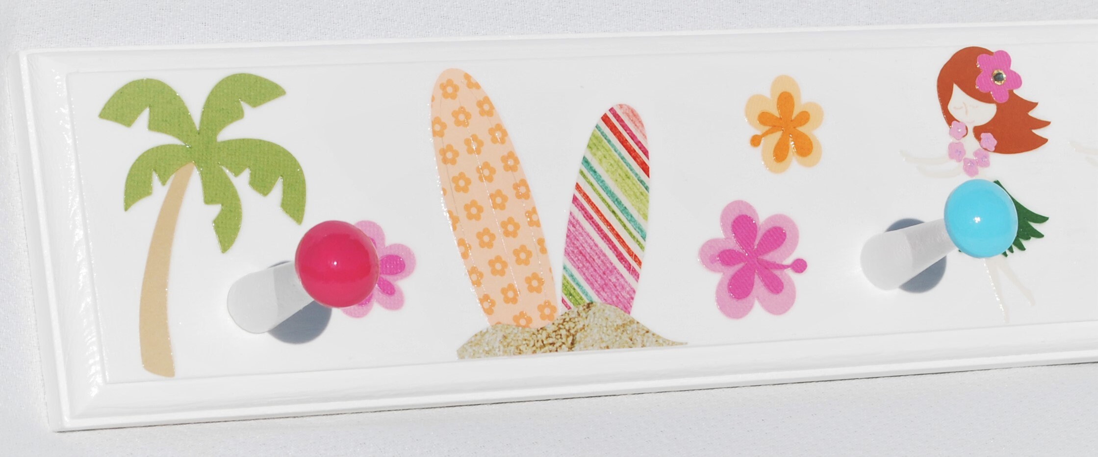 Island Surf Peg Rack in Hawaiian Theme With Surfboard and Hula Etsy