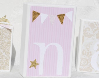 Pink and Gold Elegant Baby Shower Decoration Personalized Name Blocks for Baby Girl in Pink and Gold . Pink and Gold Baby Nursery