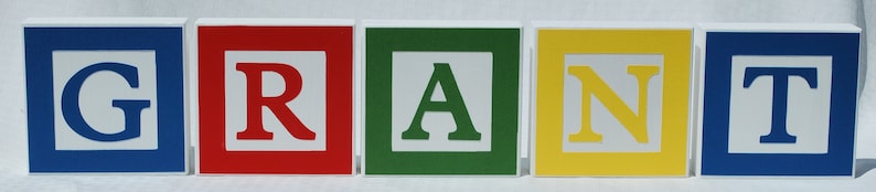 Wooden Name Block Letters . Large Wood Alphabet Blocks . 5 x 5 x 1.25. Letter Name Blocks . 3D Wall Letters . Kids Room Decor . Custom image 2