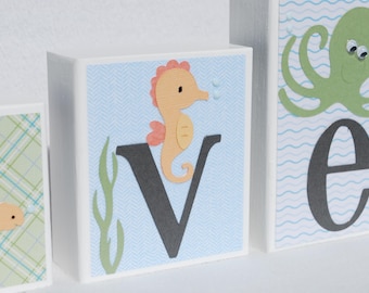 Ocean Animal Name Blocks: Custom Nursery Decor