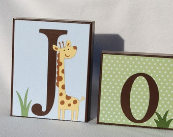 Jungle Nursery Decor . Jungle Baby Shower . Jungle Safari Animals . Personalized Gift . Name Reveal . Newborn Baby Gift . Name Blocks