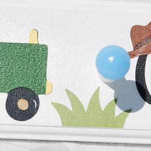 Farm Theme . Nursery Decor . Boys Bedroom . John Deere Decor . Boys Wooden Peg Rail . Personalized Gift for Boy . Birthday Gift image 2