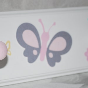 Pink and Gray Butterflies . Butterfly Room Decor . Birthday Gift .Personalized Rack with Pegs . Housewarming Gift . Girl Room image 4