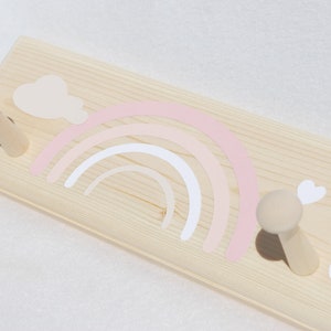 Personalized Wooden Peg Rack: Rainbow Nursery Decor