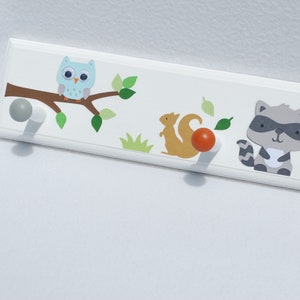 Woodland Animals Nursery Decor . Wall Mounted Kids Coat Rack . Wooden Peg Rail . Forest Animals Nursery . Decorative Wood Sign with Name