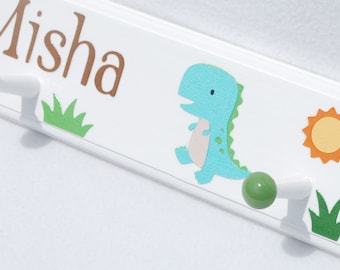 Dinosaur Coat Rack: Personalized Nursery Decor, Kids Wall Hooks