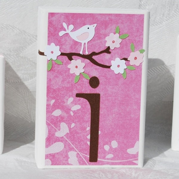 Cherry Blossom Baby Shower Table Centerpiece, Name Reveal Celebration Decoration, Dainty Flower Design with Baby Birds in Shades of Pink