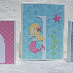 Mermaid Nursery Decor for Baby Girl, Under the Sea Baby Room Decor, Wooden Letter Blocks, Designed to Coordinate with Bedding and Wall Art