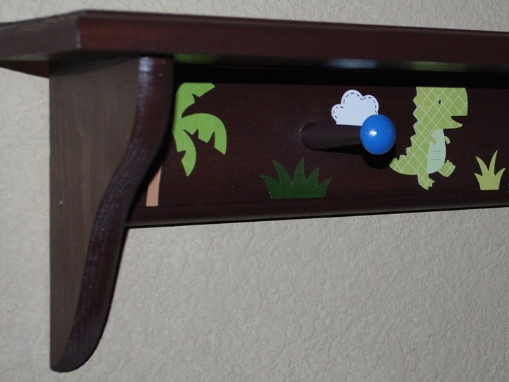 Dinosaur Shelf with Pegs . Dinosaur Wall Hooks . Dinosaur Coat Etsy