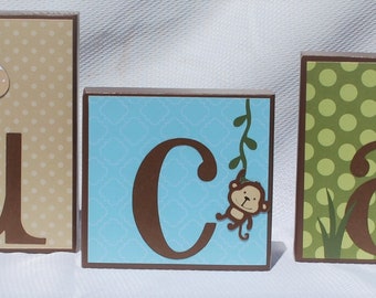 Jungle Baby Shower Decoration . Baby Name Block Letters . Jungle Nursery Decor . Wooden Name Blocks . Personalized Blocks