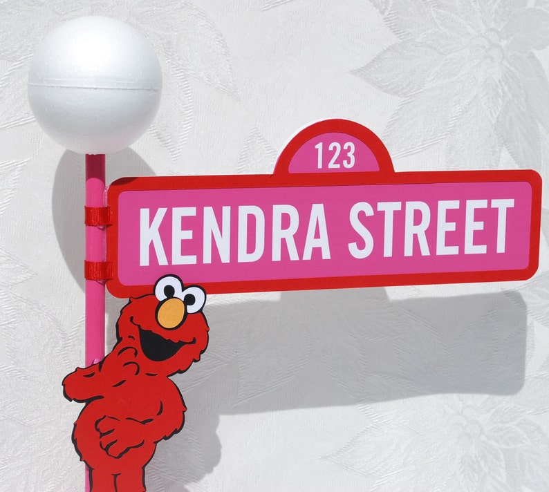 Pink and Red Sesame Street Sign with Lamp Post and Elmo . Etsy