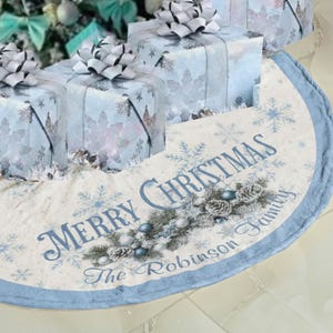 Personalized Family Christmas Tree Skirt Toile Pattern Holiday Decor Family Name Tree Skirt Christmas Decorations Indoor