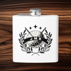 Personalized Golf Monogram Stainless Steel Flask for Groomsmen Wedding Gift for Golfer Monogram Flask for Whiskey Burbon Gift for Boyfriend