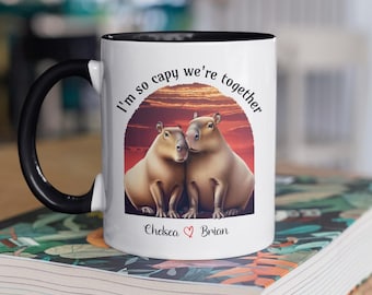 Cute Capybara Personalized Coffee Mug Anniversary Gift for Valentine Mug for Wife Gift for Boyfriend Valentine's Day Funny Capybara Tea Cup