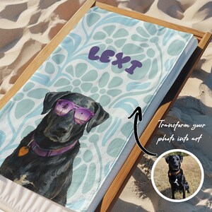 Custom Pet Portrait Beach Towel Personalized Beach Towel for Dog Lovers Custom Cat Towel Summer Gift for Pet Owner Custom Pet Portrait