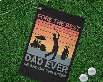 Best Dad Golf Towel Gift for Dad Father's Day Golf Towel for Golf Lover Golf Towel, Golf Towel with Best Dad  Ever Retro Design Golf Towel