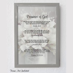 Christian Poster Wall Art Vintage Flower Wall Decor Faith Vertical Poster Chirstian Gift Living Room Decor Bedroom Poster Promises of God