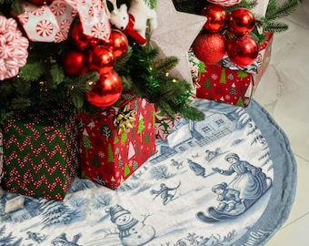 Personalisierte Familie Weihnachtsbaum Rock Toile Muster Urlaub Dekor Familien Name Baum Rock Weihnachtsdekoration Indoor Urlaub Rock Wrap