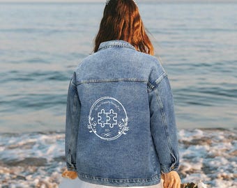 Custom Bride Denim Jacket Personalized Jean Jacket Women's Custom Wedding Jacket with Floral Design Jean Jacket for Bride Gift Mrs Jacket