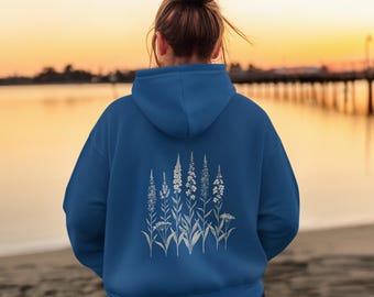 Floral Garden Graphic Hoodie, Cozy Sweatshirt for Nature Lovers, Flower Hoodie, Wildflower Hoodie, Gift for Her