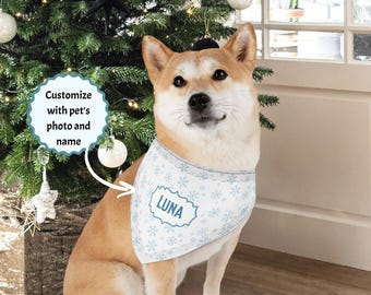 Personalisierte Schneeflocke Weihnachten Bandana Halsband für Hunde oder Katzen Hundehalstuch Katzenschal Haustier Kostüm für Weihnachten Haustier Halstuch Geschenk für Hund