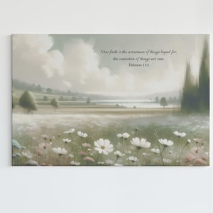Christian Canvas Wall Art Vintage Flowers Wall Decor Scripture Wall Art Wildflower Farmhouse Decor Landscape Wall Art Living Room Decor