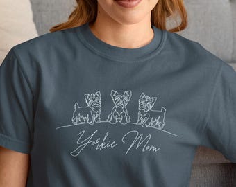 新品未使用　familiar 犬刺繍 ホワイト Tシャツ　ヨークシャ ヨークシャーテリアの愛犬へのギフト、面白い犬のTシャツ、かわいい