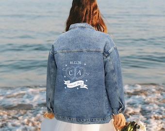 Custom Bride Denim Jacket Personalized Jean Jacket Women's Custom Wedding Jacket with Floral Design Jean Jacket for Bride Gift Mrs Jacket
