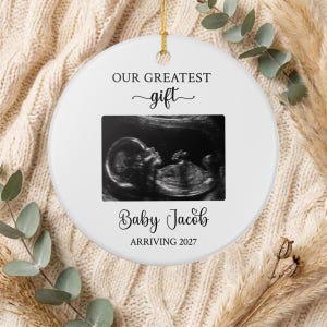 Ornement d'échographie de bébé, Ornement de Noël personnalisé avec photo d'échographie, Ornement sonogramme avec photo, Annonce de grossesse pour les grands-parents