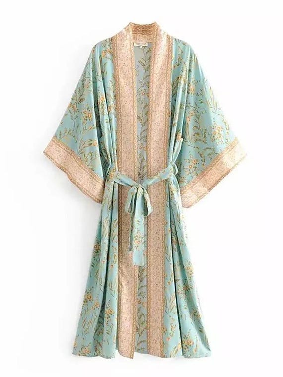 Floral Kimono Robe, Dressing Gown, Wedding Robe, Bridesmaid Robe, Summer Nightwear, Bathrobe, Beachwear, Womens gift, Christmas gift