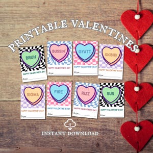 Afdrukbare grappige tienerjargon Valentine, Alpha Gen Z Valentines, downloadbare pdf, Middle School Conversation Hearts, Bruh Skibidi Sigma Rizz