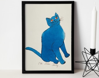 アンディ ウォーホル ワンブループッシー Warhol: Blue Cat, 11 x 14