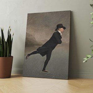 The Skating Minister, Vintage Winter Wall Art, Gentleman Skating Print Art, Moody Neutral Holiday Decor