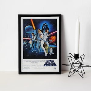 Framed A New Hope, 1977 original star wars movie poster,Star Wars Movie Poster 1977,Death Star, Old Movie Poster ,Star Wars Lover Gift
