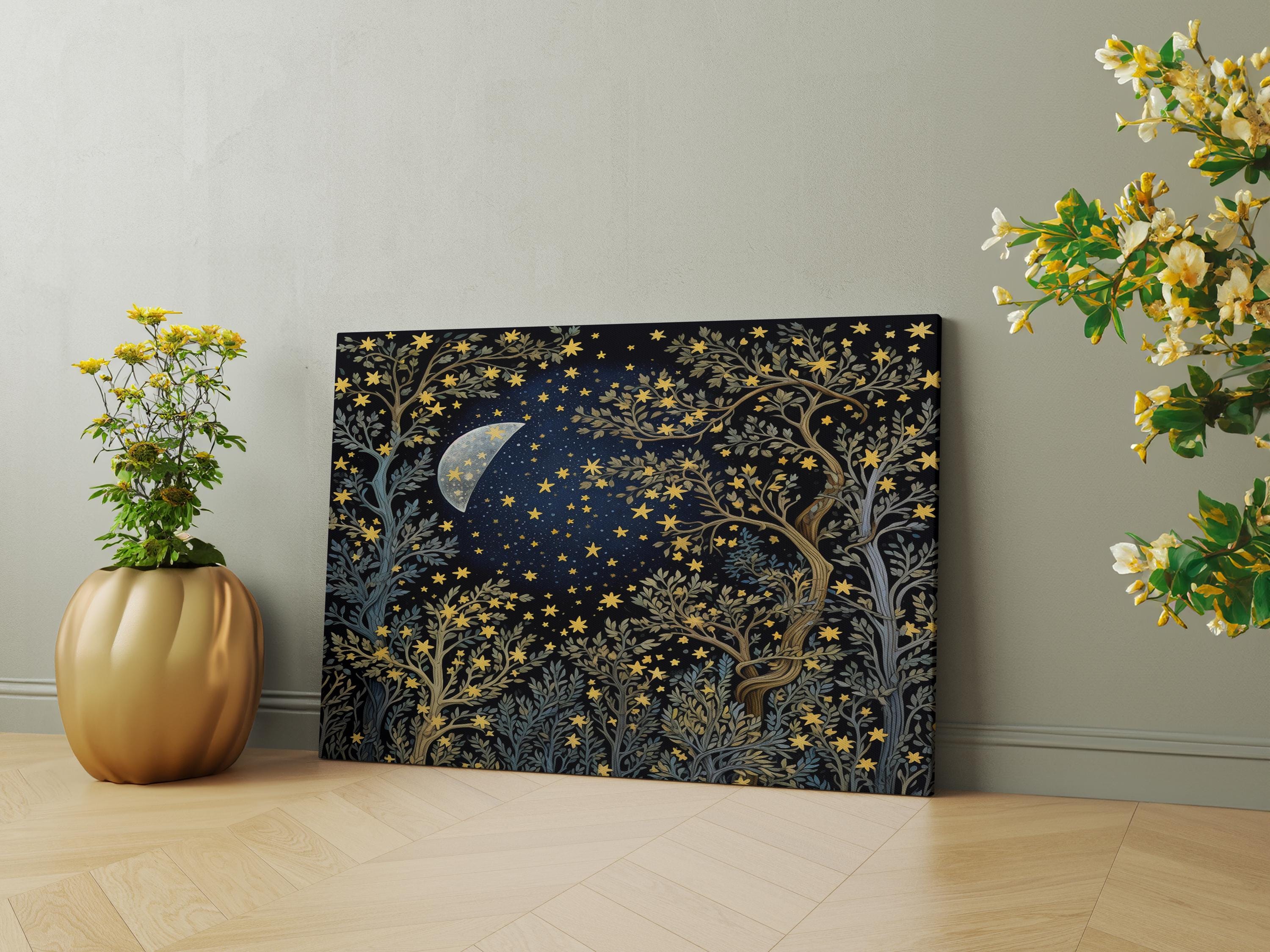 Morris Style Moon & Stars William Morris Print, William Morris ...
