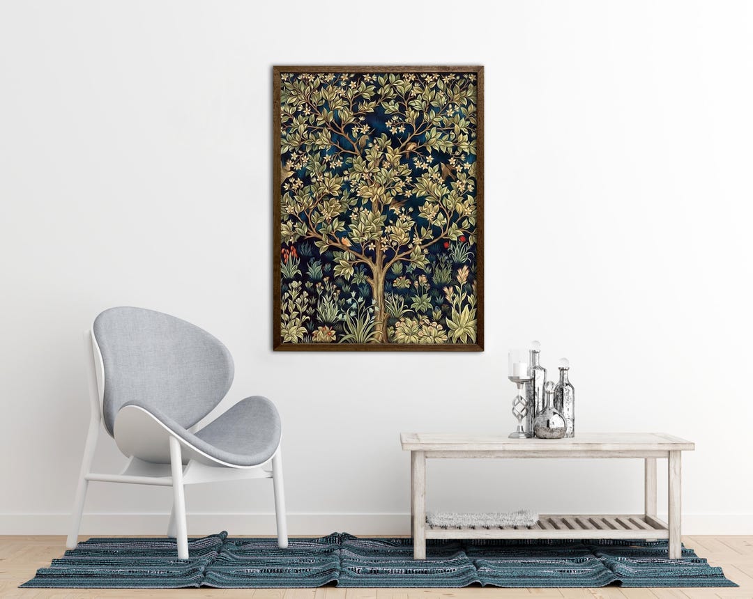 Framed William Morris Tree of Life Tapestry,vintage Floral Wall Art ...
