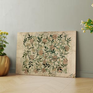 William Morris,Oversized Wall Art, Botanical Textile On Canvas,Vintage Botanical Art, Botanical Textile Art, Large Wall Art,