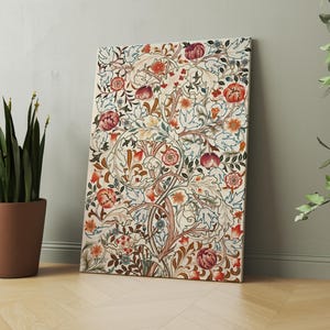 William Morris Botanical Textile Print On Hanging Canvas,Vintage Botanical Art,Botanical Textile Art,Large Wall Art,William Morris