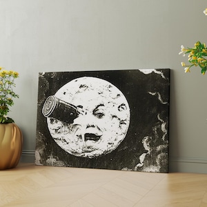 Silent movie poster Georges Melies Le voyage dans la lune, Science fiction A Trip to the Moon cult film Cinema Canvas Print